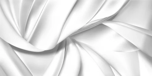 Фон Білих Шматочків Тканини Шкіри Або Шовкових Стрічок Тканина Складками — стоковий вектор