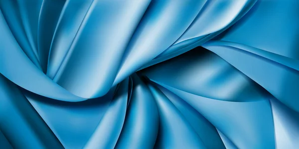 Фон Голубых Кусочков Ткани Кожаных Шелковых Лент Ткань Складками — стоковый вектор