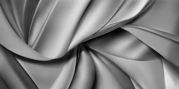Fond Morceaux Gris Tissu Cuir Rubans Soie Tissu Avec Plis — Image vectorielle