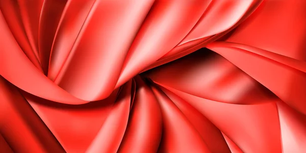 Тло Червоних Шматочків Тканини Шкіри Або Шовкових Стрічок Тканина Складками — стоковий вектор