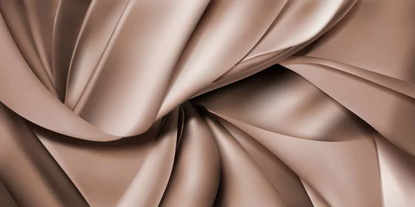背景为褐色面料 皮革或丝带 有褶皱的布 — 图库矢量图片