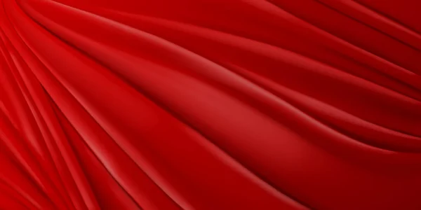 Фон Красной Ткани Множеством Складок — стоковый вектор
