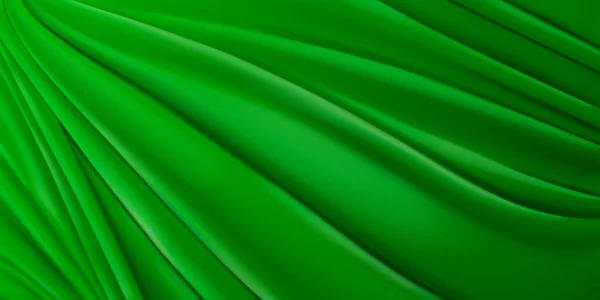 Фон Зеленой Ткани Множеством Складок — стоковый вектор