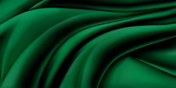 Fond Tissu Vert Foncé Avec Plusieurs Plis — Image vectorielle