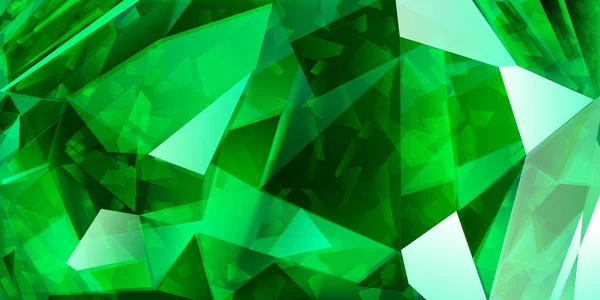 Abstrakter Kristallhintergrund Grünen Farben Mit Lichtbrechung Und Akzenten Den Facetten — Stockvektor