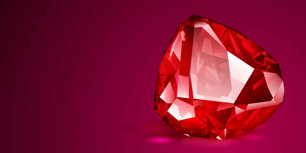 Gran Cristal Rojo Precioso Como Rubí Con Reflejos Sombra Sobre — Archivo Imágenes Vectoriales