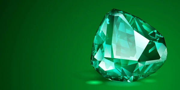 Ένας Μεγάλος Πολύτιμος Πράσινος Κρύσταλλος Σαν Σμαράγδι Ανταύγειες Και Σκιά — Διανυσματικό Αρχείο