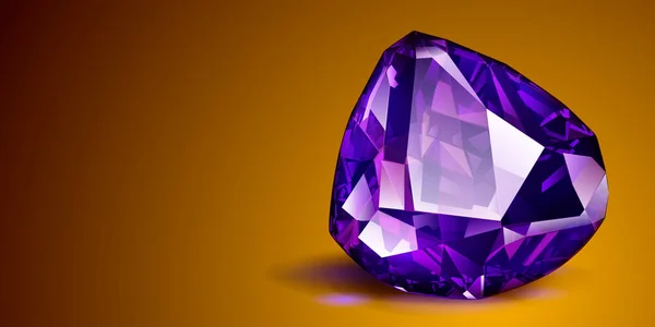 Cristal Púrpura Precioso Grande Como Una Amatista Con Reflejos Sombra — Archivo Imágenes Vectoriales