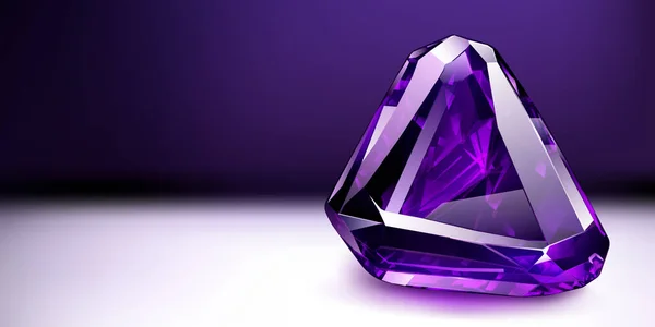 Velký Drahocenný Fialový Krystal Jako Ametyst Zvýrazněním Stínem Barevném Pozadí — Stockový vektor
