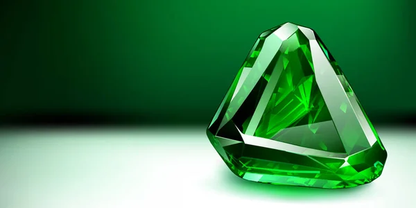 Grande Cristal Verde Precioso Como Uma Esmeralda Com Destaques Sombra — Vetor de Stock