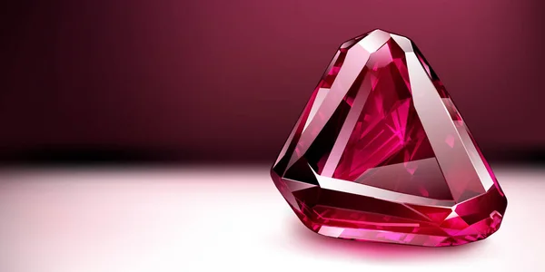 Grande Cristal Vermelho Precioso Como Rubi Com Destaques Sombra Fundo — Vetor de Stock