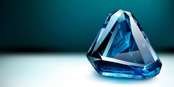 Safir Gibi Büyük Değerli Mavi Bir Kristal Özgeçmişinde Parlak Işıklar — Stok Vektör