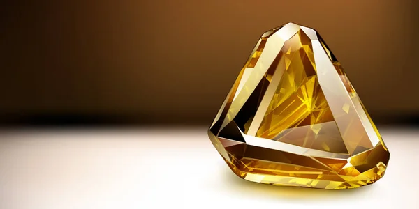 Velký Drahocenný Žlutý Krystal Jako Topaz Zvýrazněním Stínem Barevném Pozadí — Stockový vektor