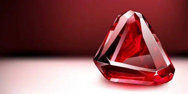 Kırmızı Yakut Gibi Büyük Değerli Bir Kristal Arka Planda Gölgesi — Stok Vektör