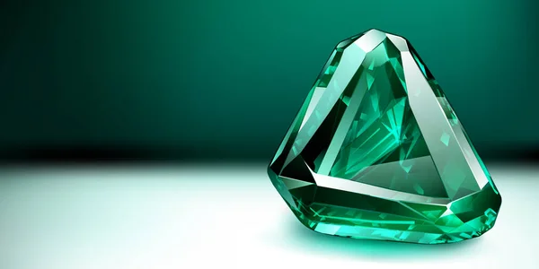Ένας Μεγάλος Πολύτιμος Πράσινος Κρύσταλλος Σαν Σμαράγδι Ανταύγειες Και Σκιά — Διανυσματικό Αρχείο