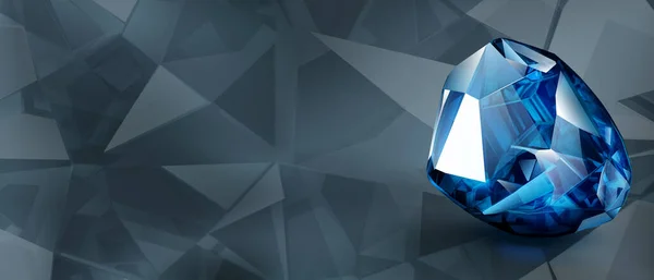 蓝宝石一种像蓝宝石一样的巨大而珍贵的蓝色水晶 背景上有亮点和阴影镶嵌宝石 — 图库矢量图片