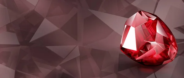 Ένας Μεγάλος Πολύτιμος Κόκκινος Κρύσταλλος Σαν Ρουμπίνι Ανταύγειες Και Σκιά — Διανυσματικό Αρχείο