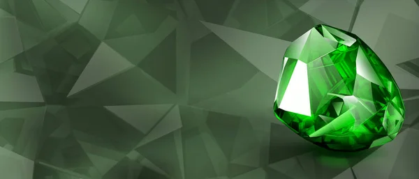 Gran Cristal Verde Precioso Como Una Esmeralda Con Reflejos Sombra — Vector de stock