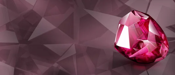 Grand Cristal Rose Précieux Comme Saphir Avec Des Reflets Ombre — Image vectorielle