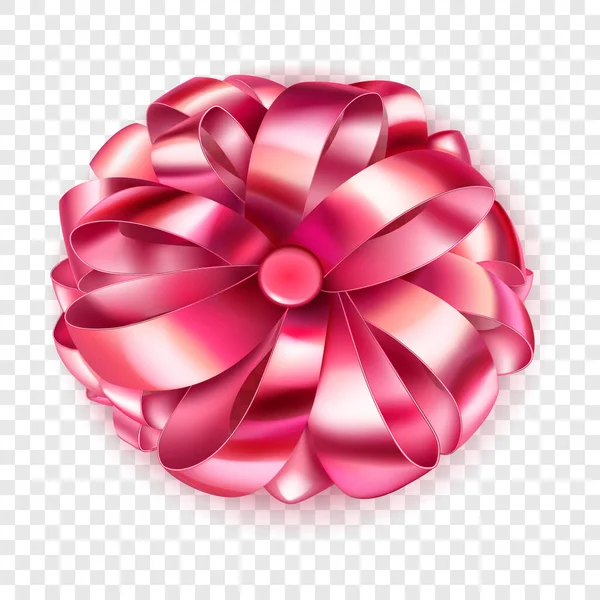 Красивый Большой Лук Розовых Блестящих Петель Ленты Тенью Прозрачном Фоне — стоковый вектор