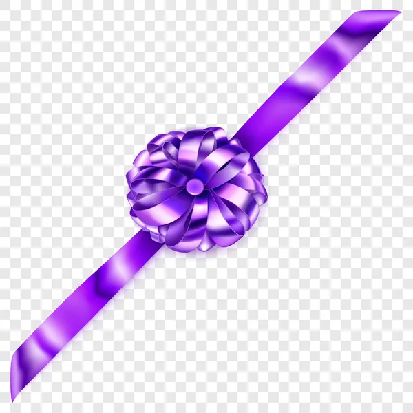 Красивый Фиолетовый Блестящий Лук Диагональной Лентой Тенью Прозрачном Фоне — стоковый вектор