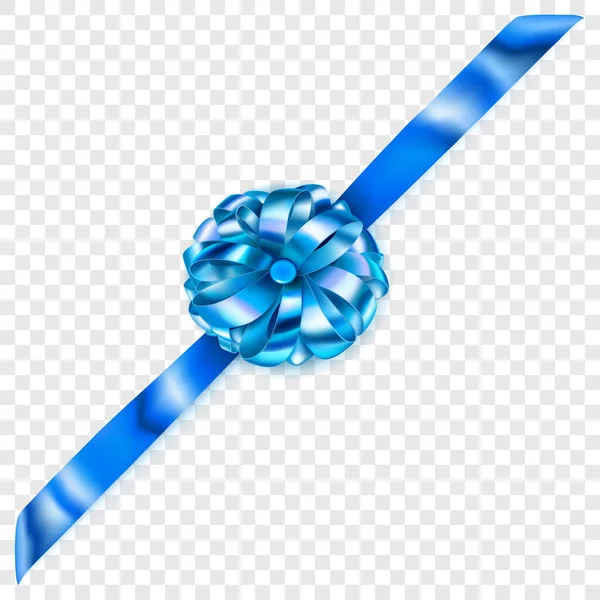 Прекрасний Світло Блакитний Блискучий Лук Діагональною Стрічкою Тіні Прозорому Фоні — стоковий вектор