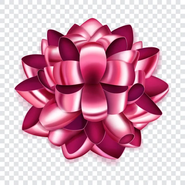 Красивый Большой Лук Розовых Блестящих Петель Ленты Тенью Прозрачном Фоне — стоковый вектор