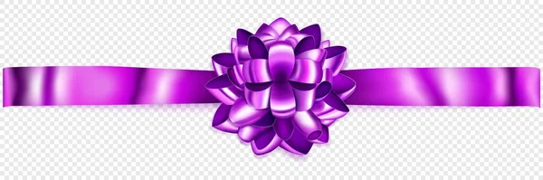 Красивый Фиолетовый Блестящий Лук Горизонтальной Лентой Тенью Прозрачном Фоне — стоковый вектор