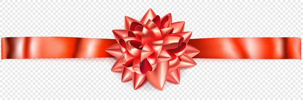 Красивий Червоний Блискучий Лук Горизонтальною Стрічкою Тіні Прозорому Фоні — стоковий вектор