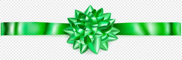 Красивий Зелений Блискучий Лук Горизонтальною Стрічкою Тіні Прозорому Фоні — стоковий вектор