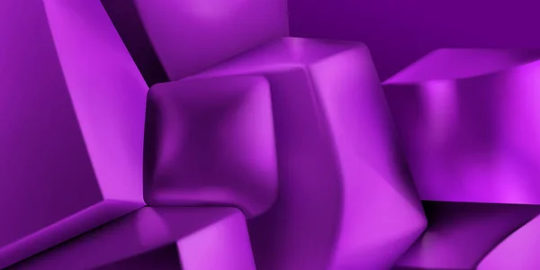 3次元立方体の山や滑らかな縁を持つ他の形状の抽象的な背景 紫色の色合いで — ストックベクタ