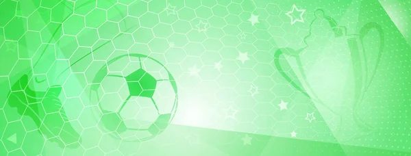 大きなサッカーボールや緑の色の他のスポーツシンボルと抽象サッカーの背景 — ストックベクタ