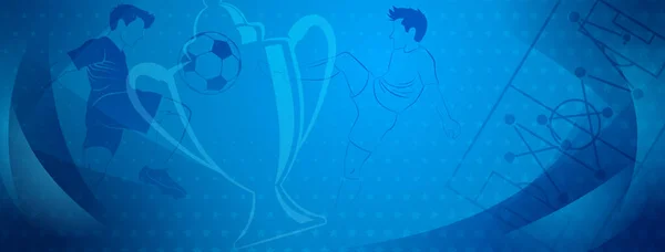 足球背景摘要 足球运动员踢球和其他蓝色体育符号的足球背景 — 图库矢量图片