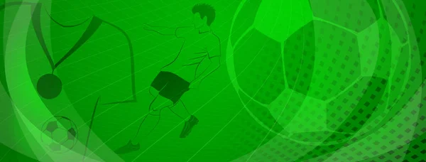 Abstrakter Fußballhintergrund Mit Einem Fußballer Der Gegen Den Ball Tritt — Stockvektor