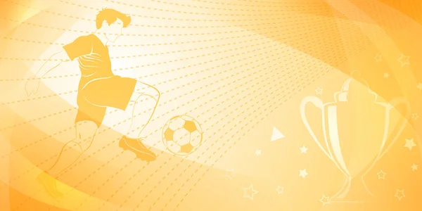 足球运动员踢球和其他黄色体育符号的足球背景摘要 — 图库矢量图片