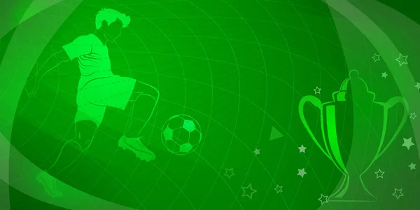足球运动员踢球和其他绿色体育符号的足球背景摘要 — 图库矢量图片