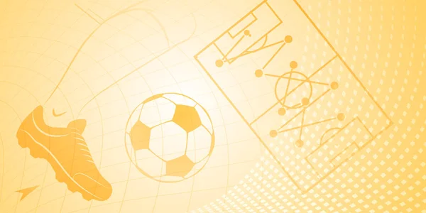 带有大足球和其他黄色体育符号的足球背景 — 图库矢量图片