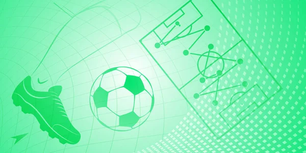 大足球和其他绿色体育标志的足球背景 — 图库矢量图片