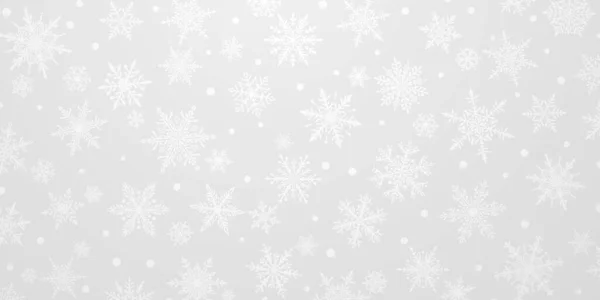 圣诞背景上 美丽而复杂的雪花呈现灰色 下雪天的冬季图解 — 图库矢量图片
