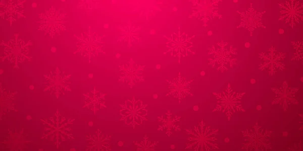Vánoční Pozadí Krásné Komplexní Sněhové Vločky Červených Barvách Zimní Ilustrace — Stockový vektor