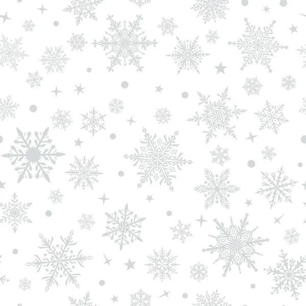 Christmas Seamless Pattern Beautiful Complex Snowflakes White Gray Colors Winter — Stock Vector