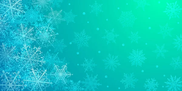 Christmas Background Beautiful Complex Snowflakes Light Blue Colors Winter Illustration — Image vectorielle
