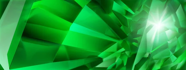Astratto Sfondo Cristallo Colori Verdi Con Riflessi Sulle Sfaccettature Rifrazione — Vettoriale Stock