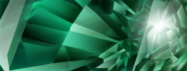 Abstrakt Kristall Bakgrund Mörkgröna Färger Med Höjdpunkter Fasetter Och Brytning — Stock vektor