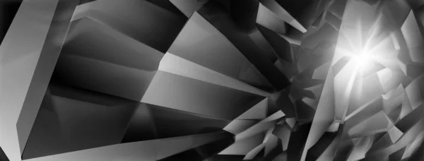 Абстрактный Кристаллический Фон Черном Сером Цветах Бликами Гранях Преломлением Света — стоковый вектор