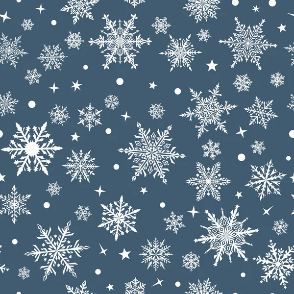 Julen Sömlös Mönster Vackra Komplexa Snöflingor Grå Och Vita Färger — Stock vektor