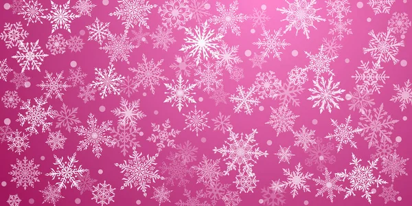 Рождественский Фон Красивых Сложных Снежинок Фиолетовых Тонах Зимняя Иллюстрация Падающим — стоковый вектор