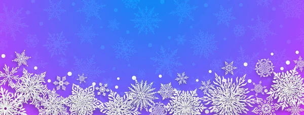 圣诞插图 精美的复杂的纸雪花 紫色背景的白色 — 图库矢量图片