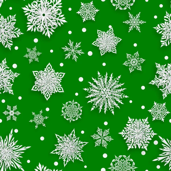 Boże Narodzenie Płynny Wzór Pięknymi Złożonymi Płatkami Śniegu Papieru Biały — Wektor stockowy
