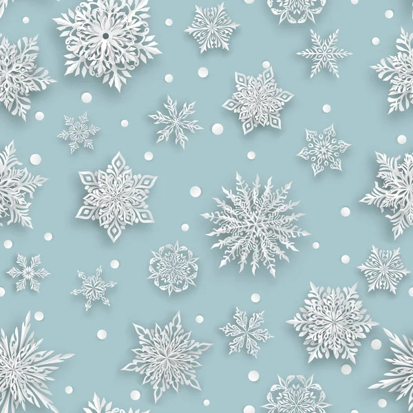 Vánoční Bezešvé Vzor Krásným Komplexním Papírem Sněhové Vločky Bílá Světle — Stockový vektor
